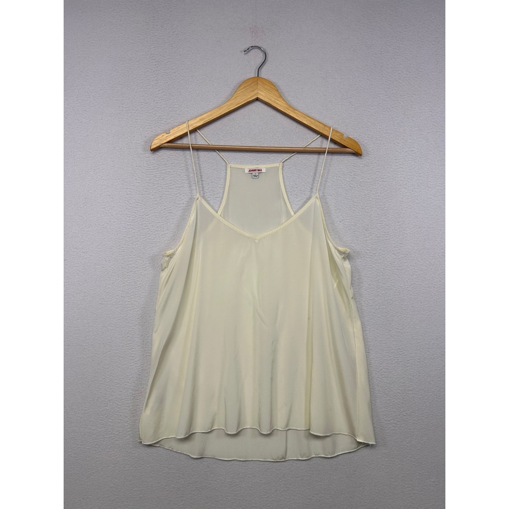 Minimalist Boho Johnny Was Womens L Cream Silk Blend Racerback Camisole Tank Top